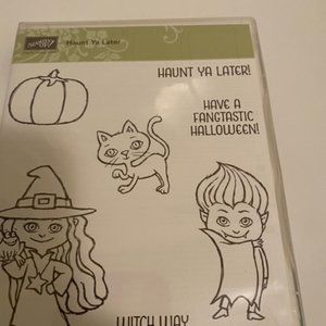 UNUSED Stampin' Up "Haunt Ya Later" Clear Mount Stamps Halloween set
